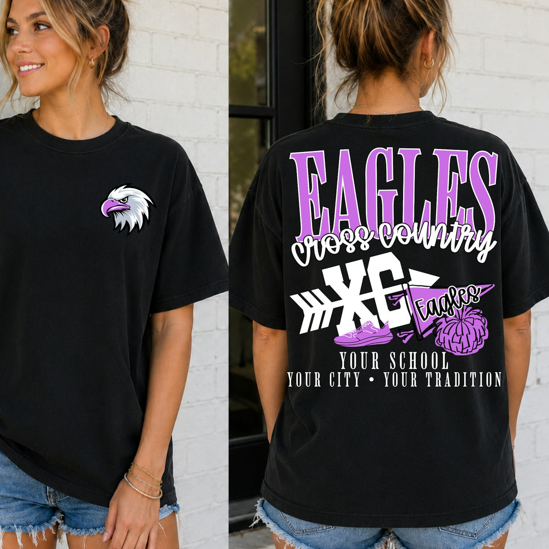 Cross Country School Spirit Mascot customizable DTF transfer mockup