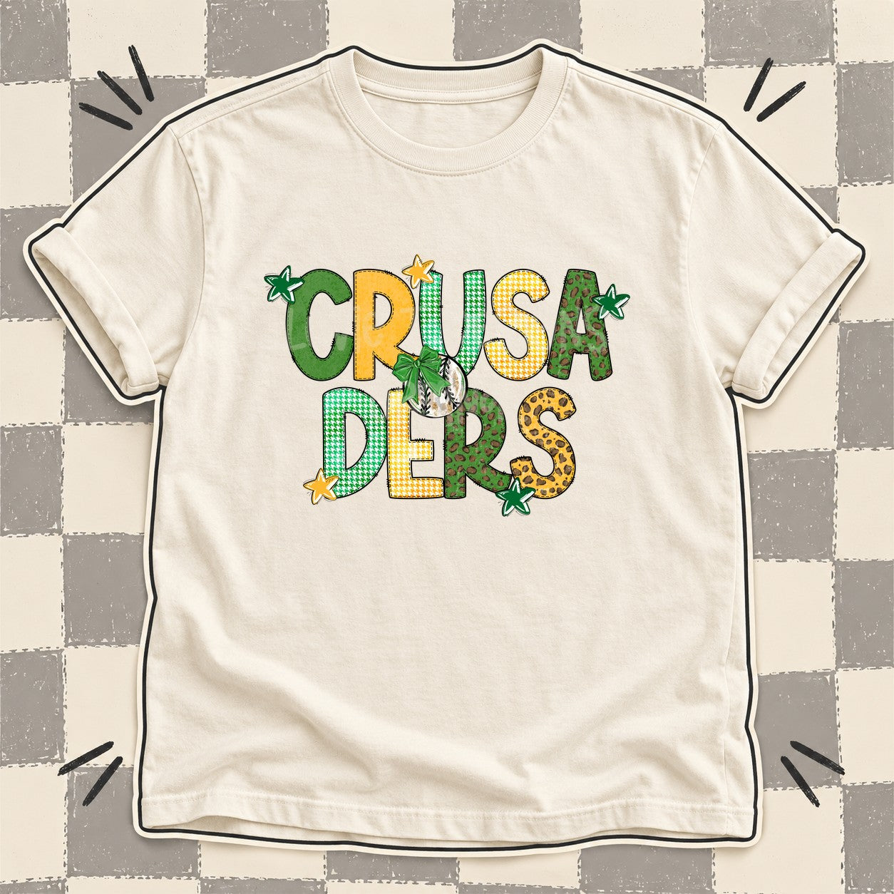 Mixed Doodle Baseball Mascots – Mascot Colors Crusaders Green Yellow Gold design