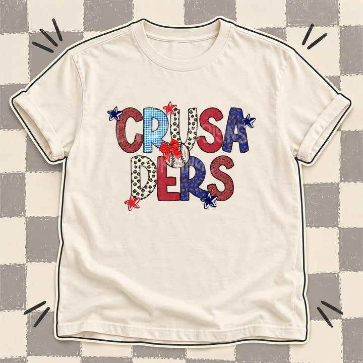 Crusaders Mixed Doodle Baseball Mascots – Leopard Red Navy DTF transfer mockup