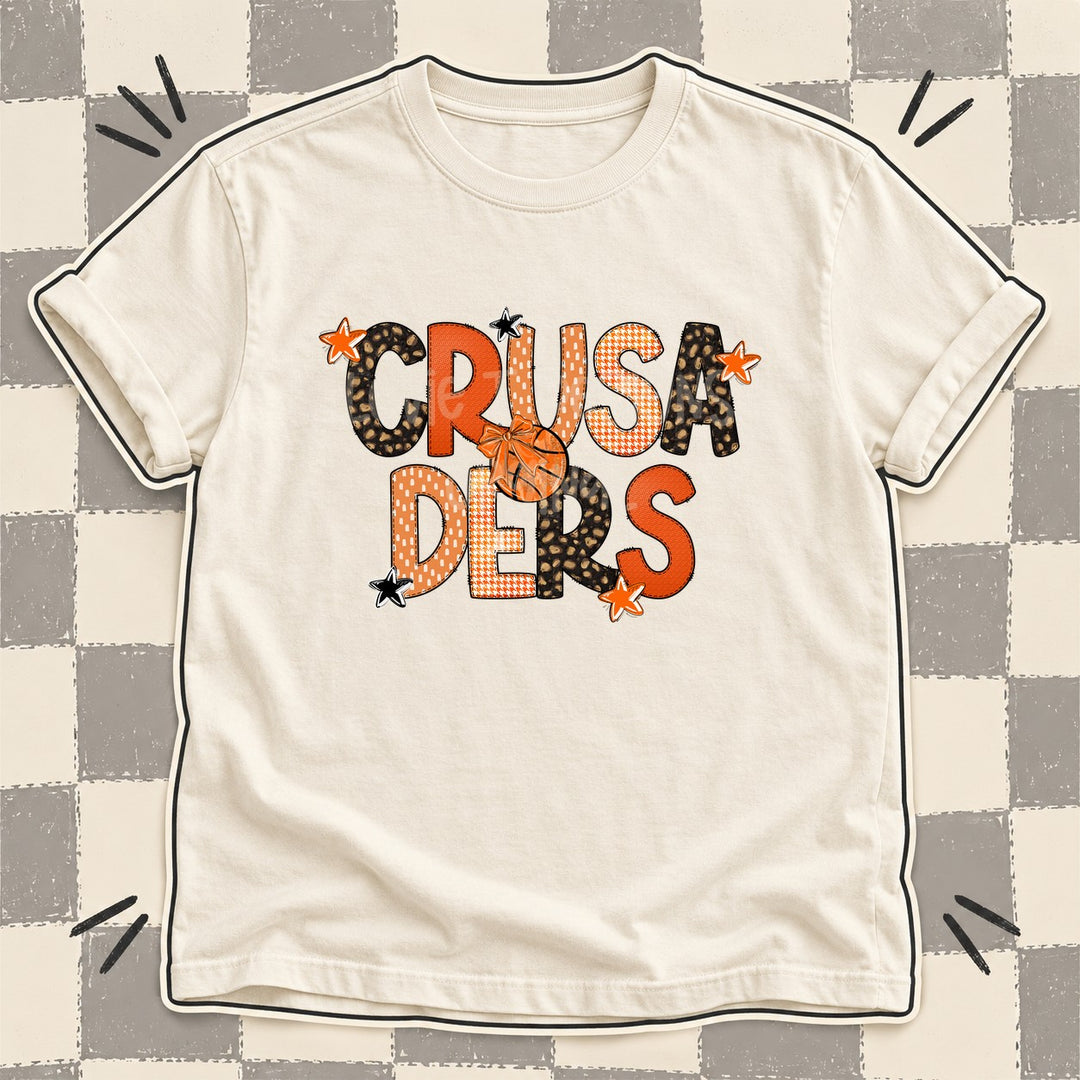 Crusaders Mixed Doodle Basketball Mascots – Leopard Court DTF transfer mockup