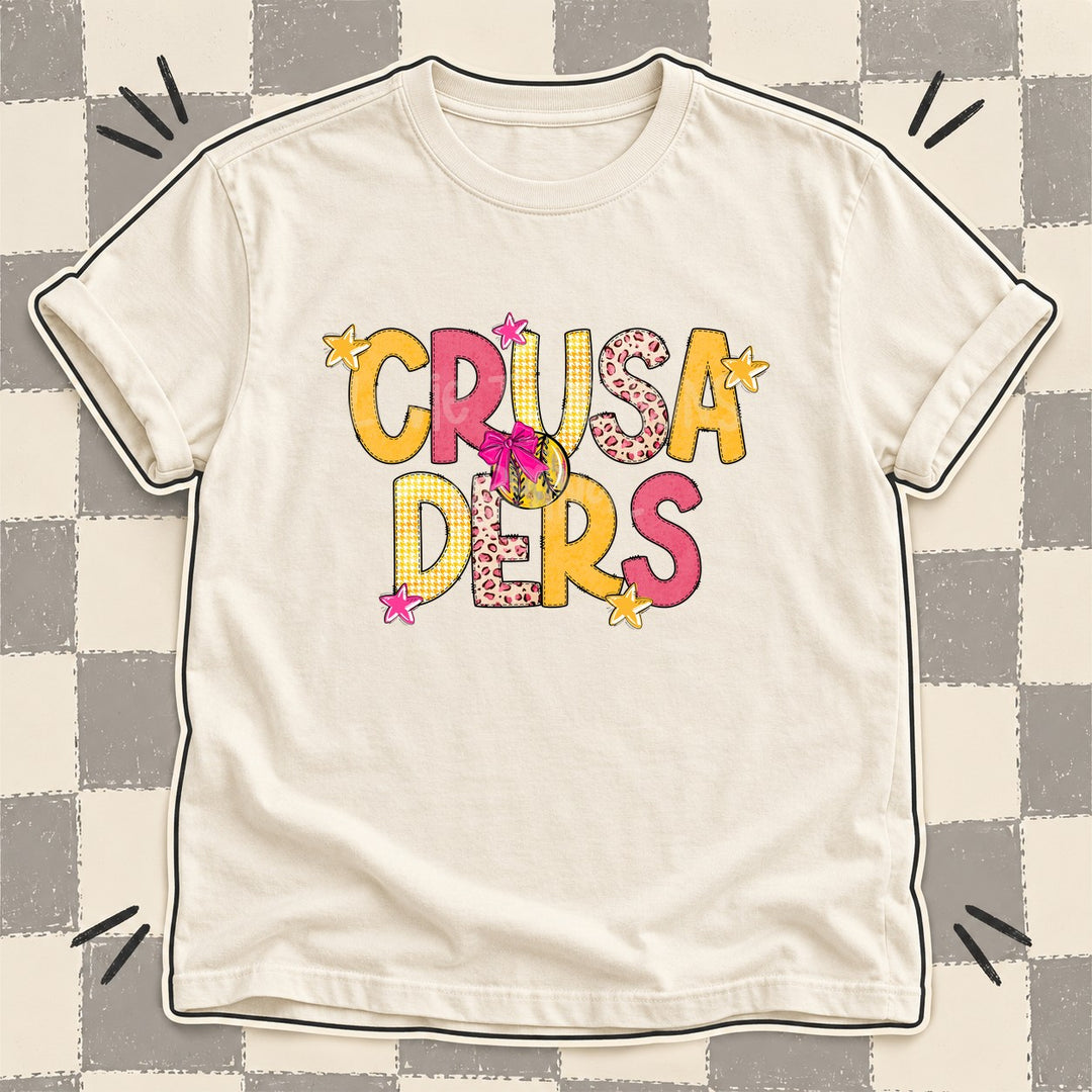 Crusaders Mixed Doodle Softball Mascots – Stitched Softball DTF transfer mockup