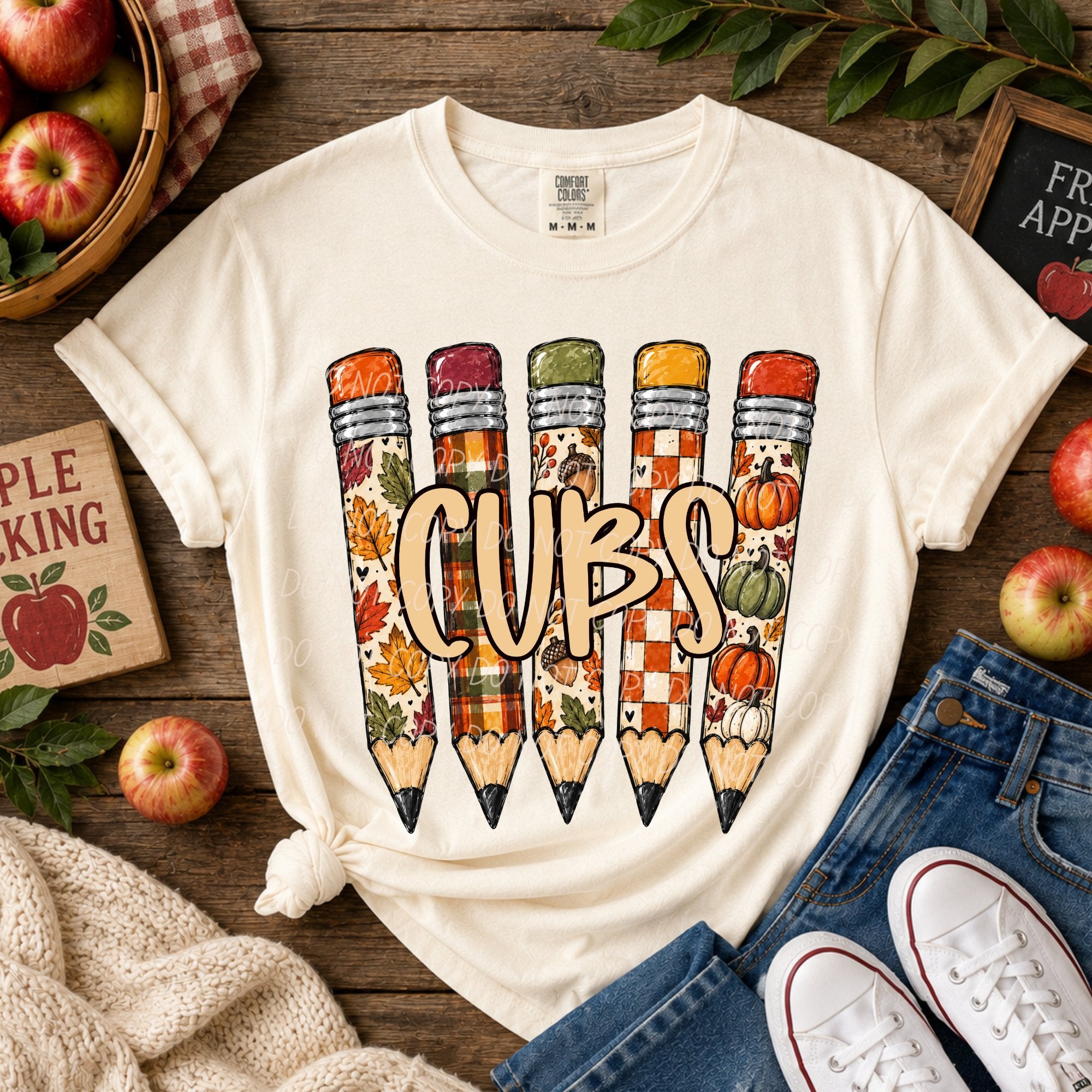Fall Pencil Mascots CUBS design