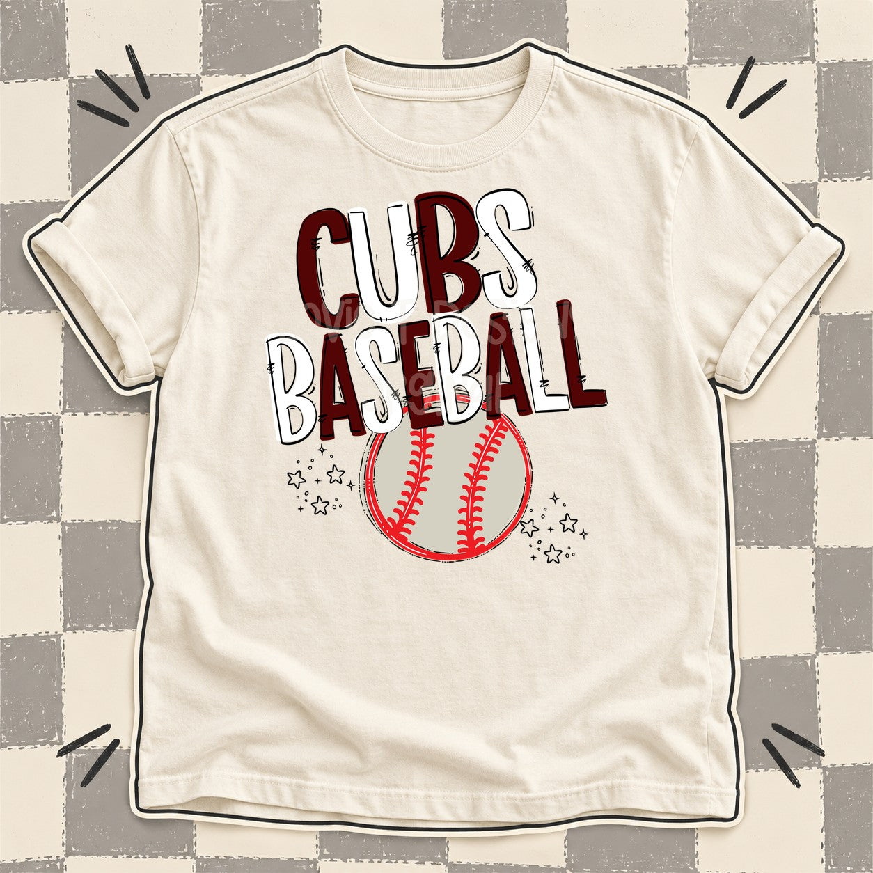 Team Go Baseball Mascots Cubs Maroon White design