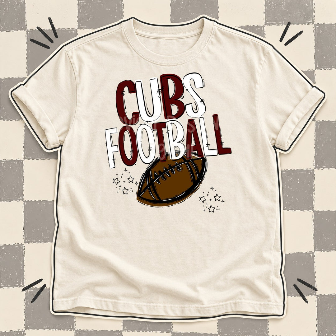Cubs Maroon White Team Go Football Mascots DTF transfer mockup