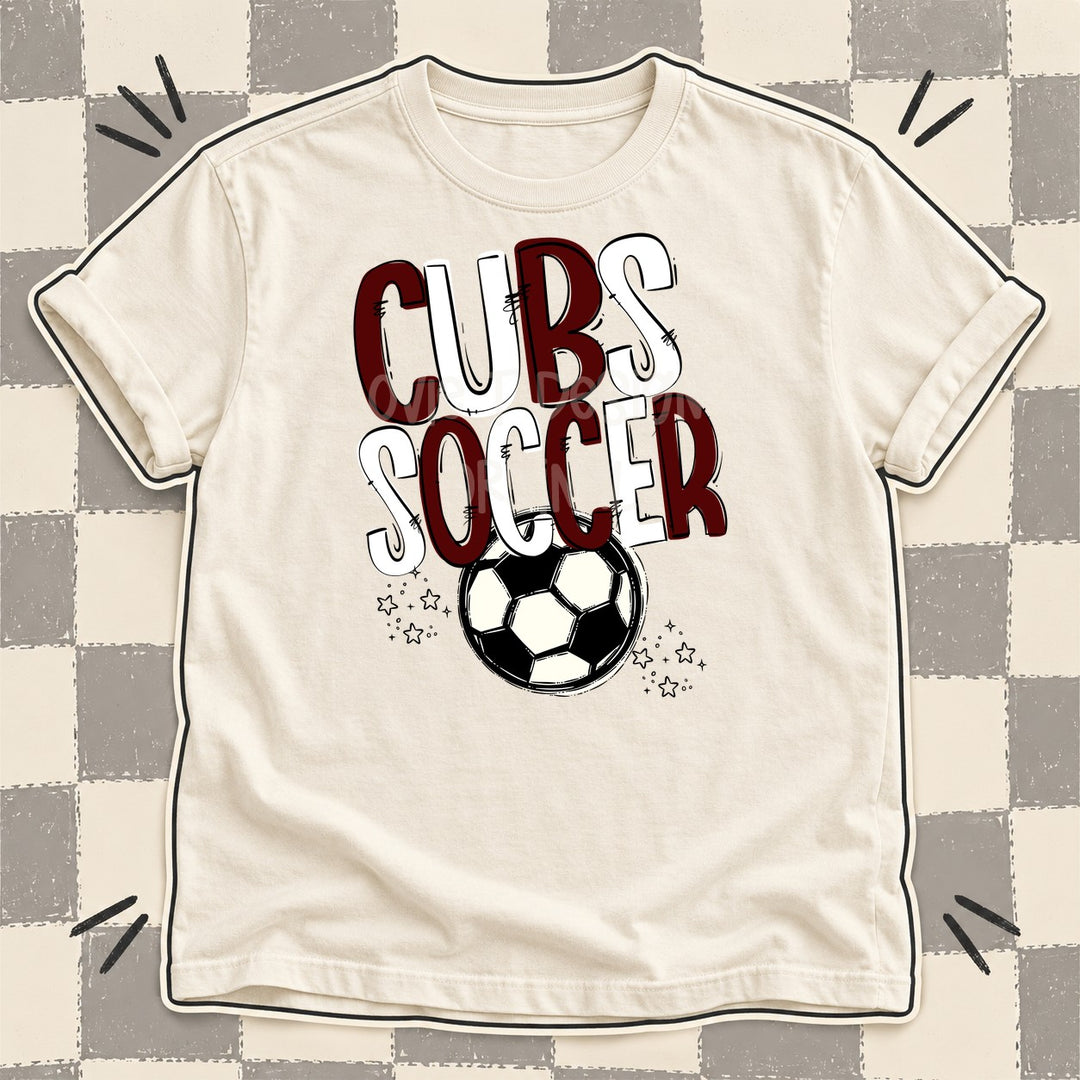 Cubs Maroon White Team Go Soccer Mascots DTF transfer mockup