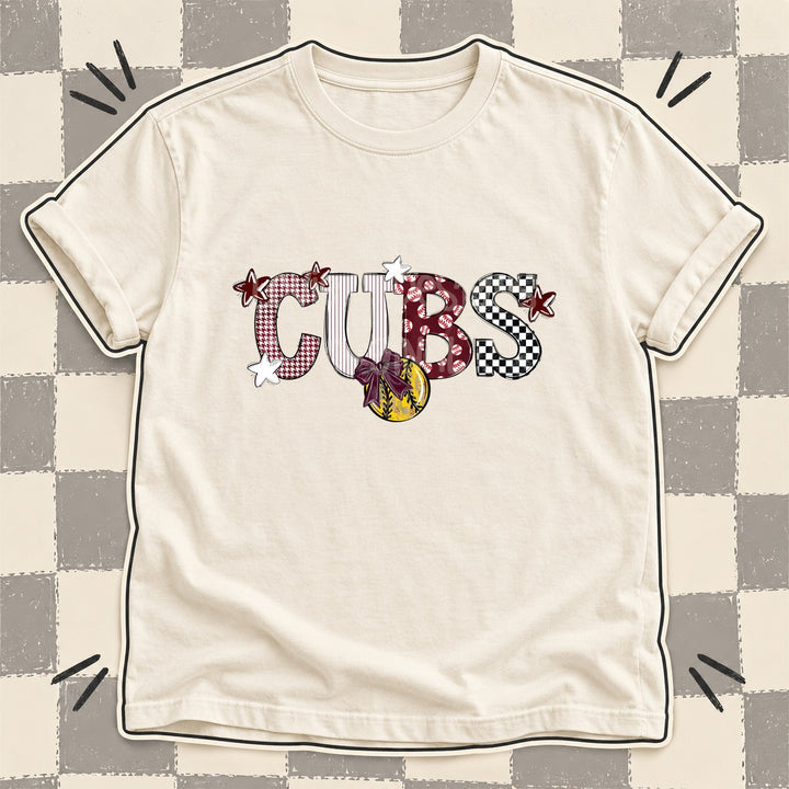 Cubs Maroon White Mixed Doodle Softball Mascots – Mascot Colors DTF transfer mockup