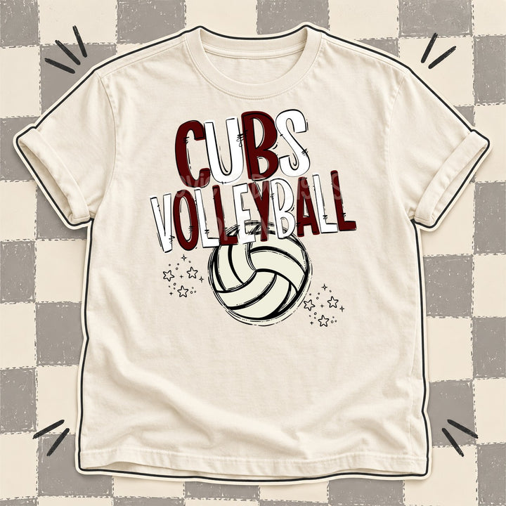 Cubs Maroon White Team Go Volleyball Mascots DTF transfer mockup