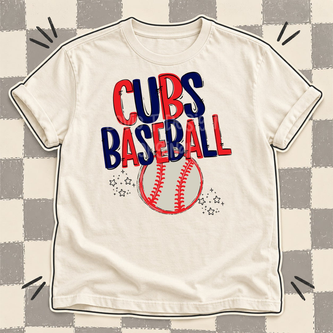 Cubs Red Navy Team Go Baseball Mascots DTF transfer mockup