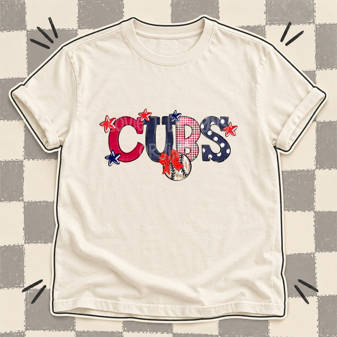 Cubs Red Navy Mixed Doodle Baseball Mascots – Mascot Colors DTF transfer mockup