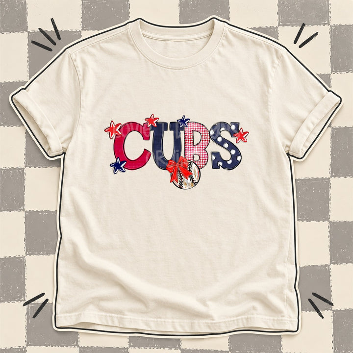 Cubs Red Navy Mixed Doodle Baseball Mascots – Mascot Colors DTF transfer mockup