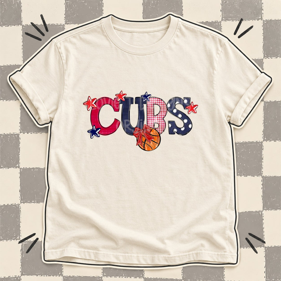 Cubs Red Navy Mixed Doodle Basketball Mascots – Mascot Colors DTF transfer mockup