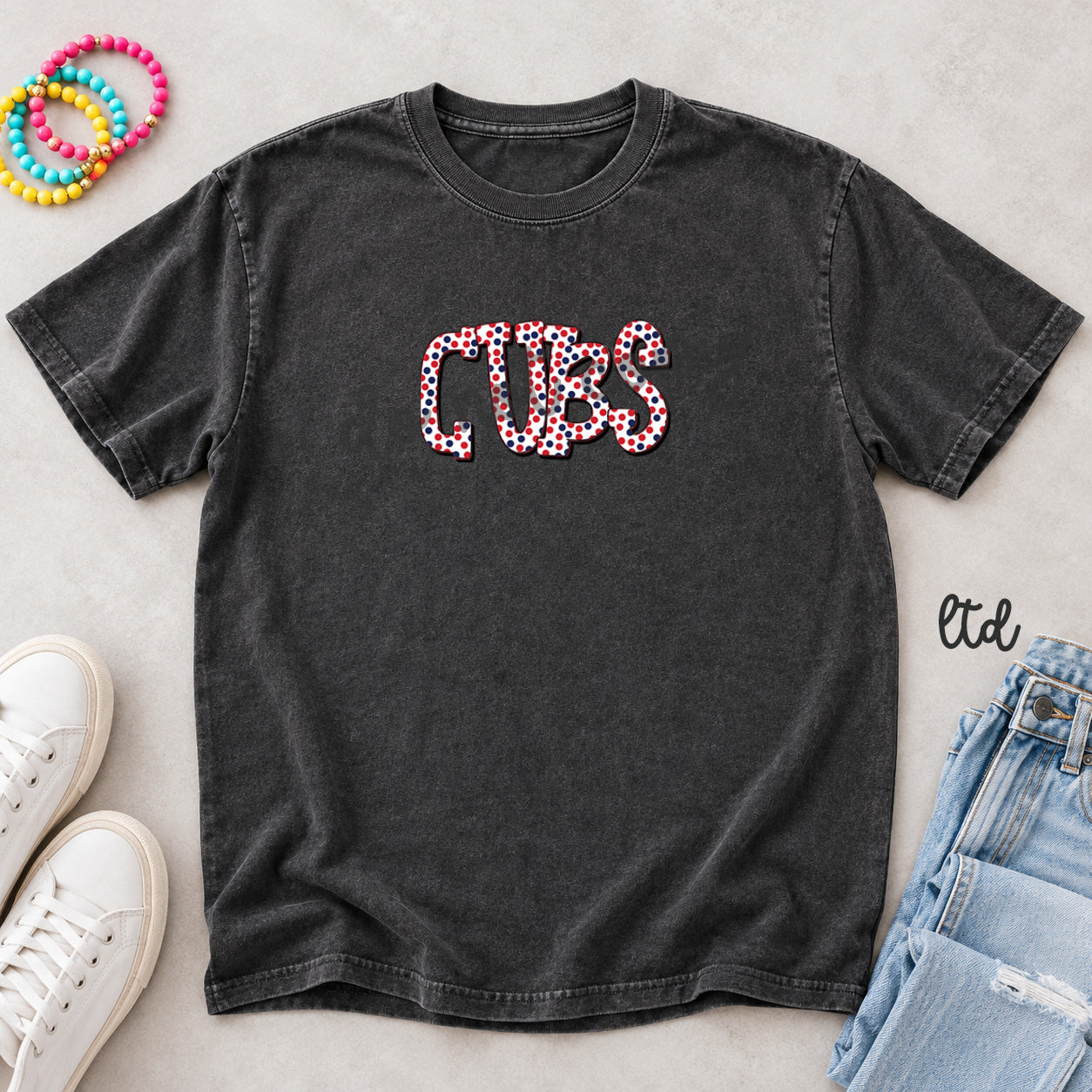 Polka Dot Mascots Cubs Red Navy Blue design