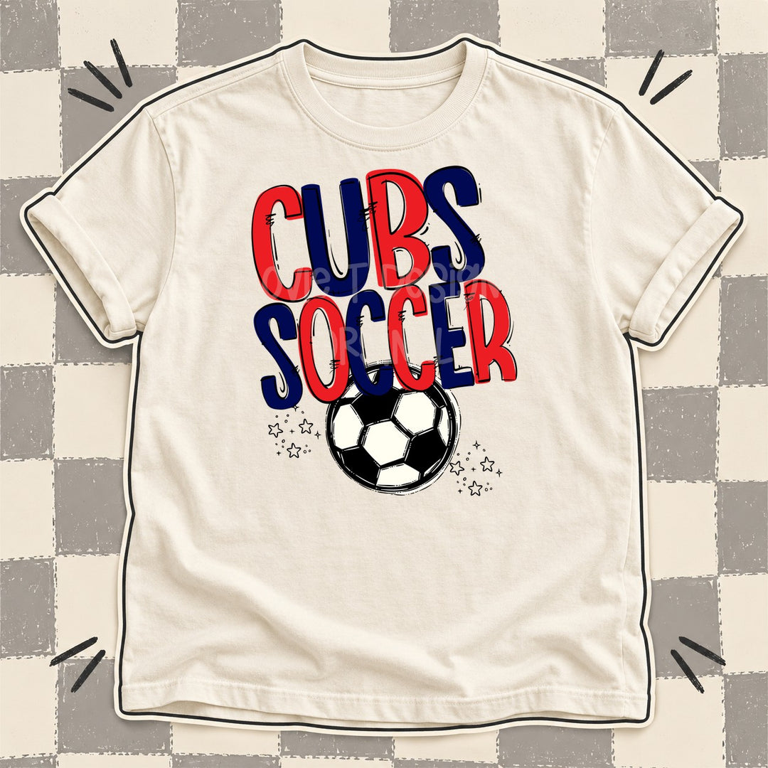 Cubs Red Navy Team Go Soccer Mascots DTF transfer mockup