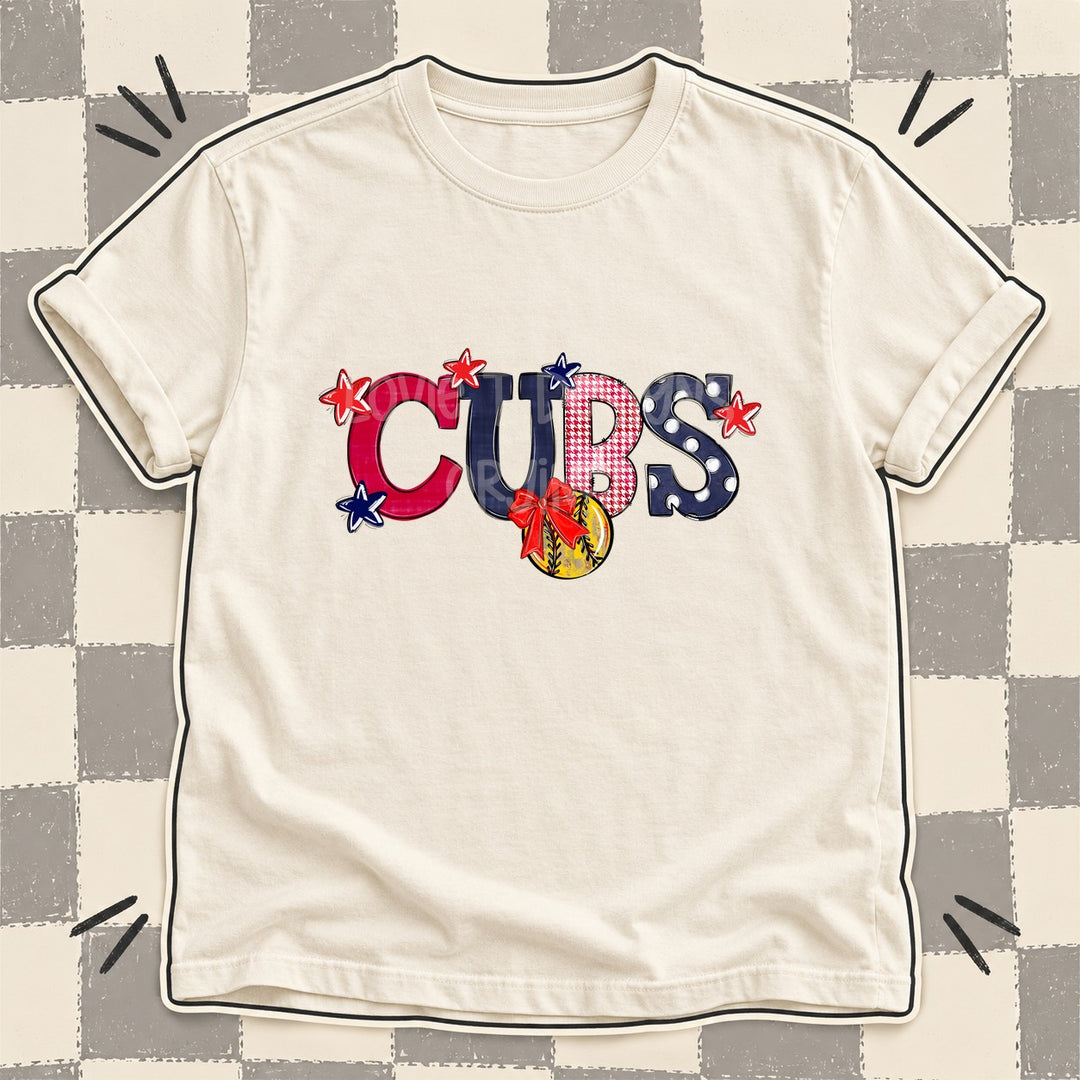 Cubs Red Navy Mixed Doodle Softball Mascots – Mascot Colors DTF transfer mockup