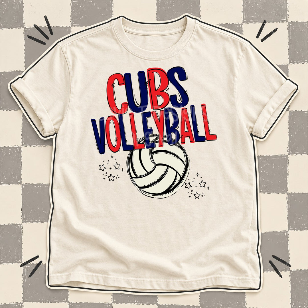 Cubs Red Navy Team Go Volleyball Mascots DTF transfer mockup
