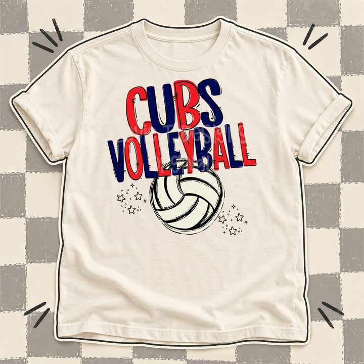 Cubs Red Navy Team Go Volleyball Mascots DTF transfer mockup