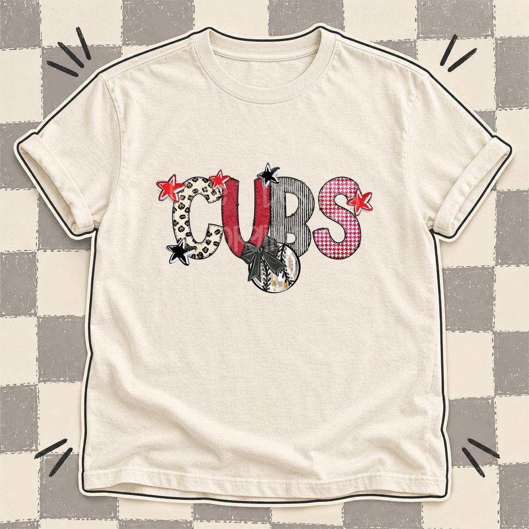 Cubs Mixed Doodle Baseball Mascots – Stitched Ballpark DTF transfer mockup