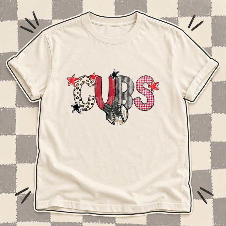 Cubs Mixed Doodle Baseball Mascots – Stitched Ballpark DTF transfer mockup