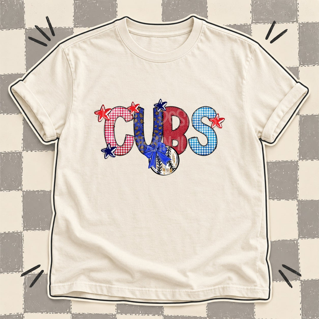 Cubs Mixed Doodle Baseball Mascots – Red and Royal DTF transfer mockup