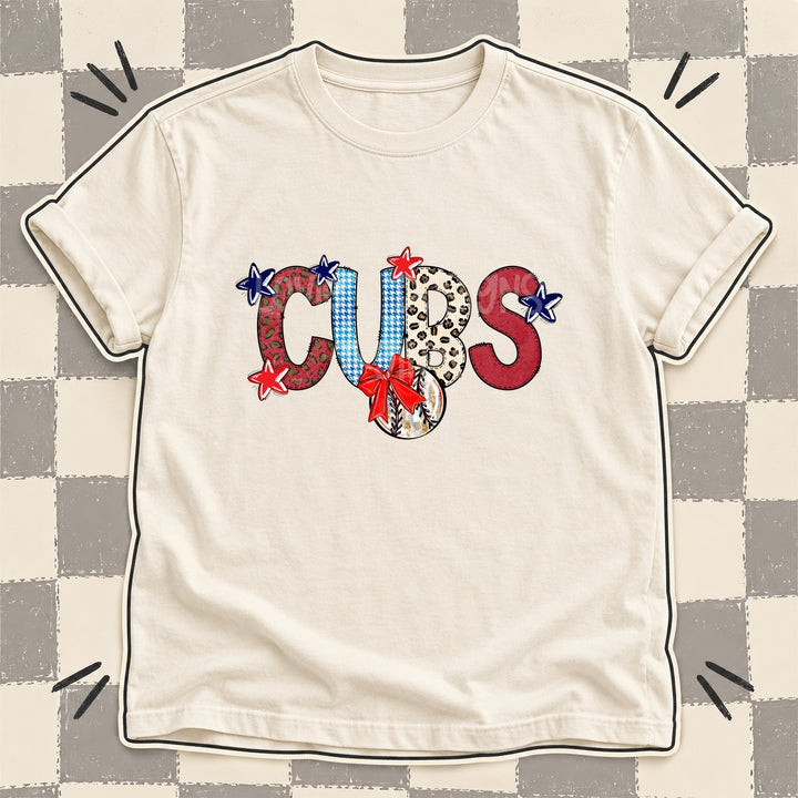 Cubs Mixed Doodle Baseball Mascots – Leopard Red Navy DTF transfer mockup