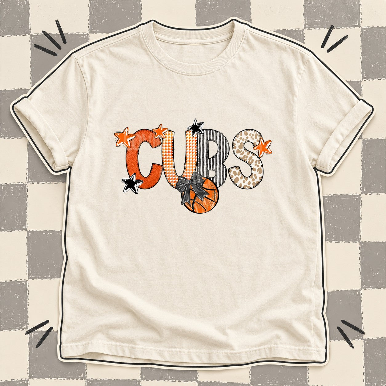 Mixed Doodle Basketball Mascots – Hoops Houndstooth Cubs design