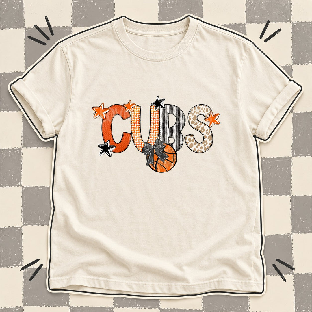 Cubs Mixed Doodle Basketball Mascots – Hoops Houndstooth DTF transfer mockup