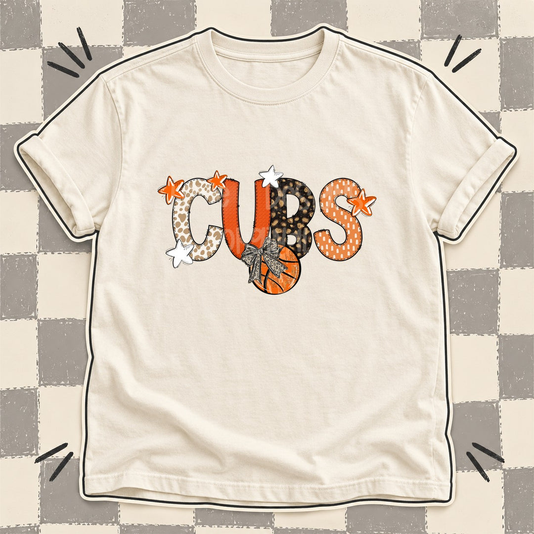 Cubs Mixed Doodle Basketball Mascots – Orange and Brown DTF transfer mockup