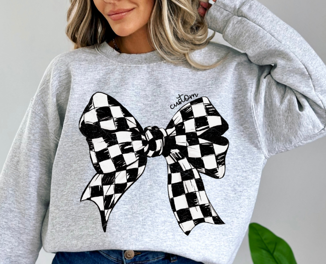 CUSTOM BLACK AND WHITE CHECKER BOW