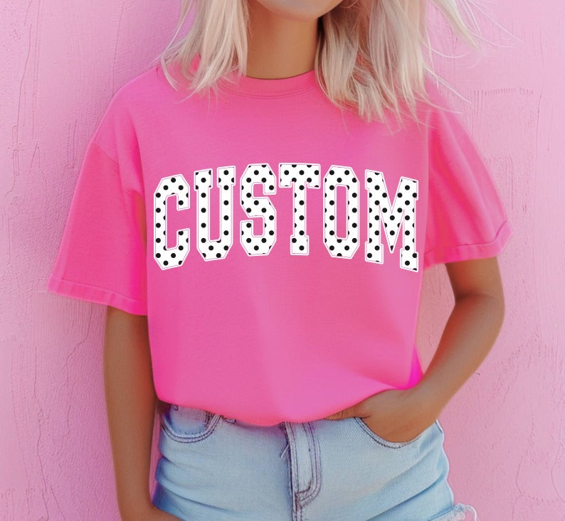 Custom Polka Dot Word DTF transfer design – image 1