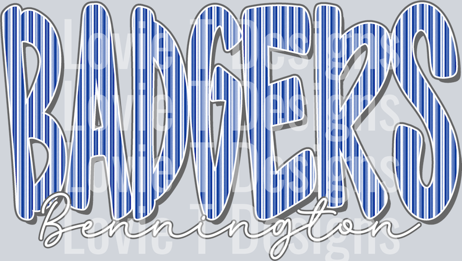 CUSTOM SEERSUCKER BADGERS ROYAL BLUE GRAY OUTLINE