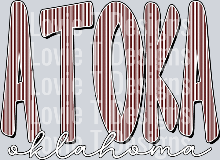 CUSTOM SEERSUCKER WORD ATOKA OKLAHOMA MAROON