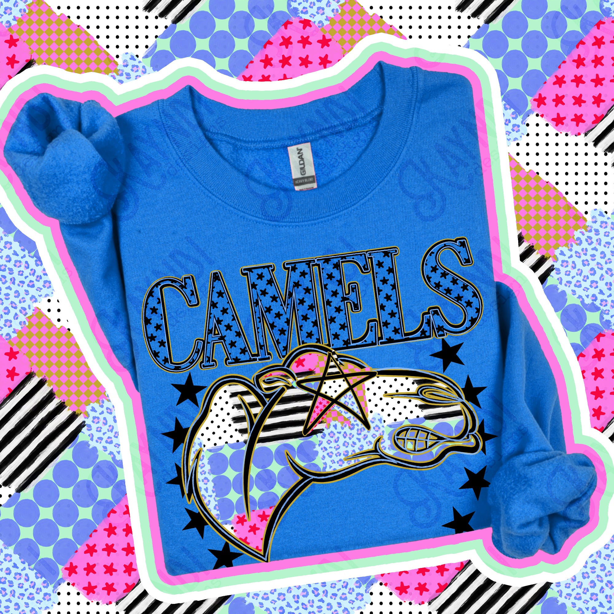 Patchwork Varsity Stars Mascots Camels design
