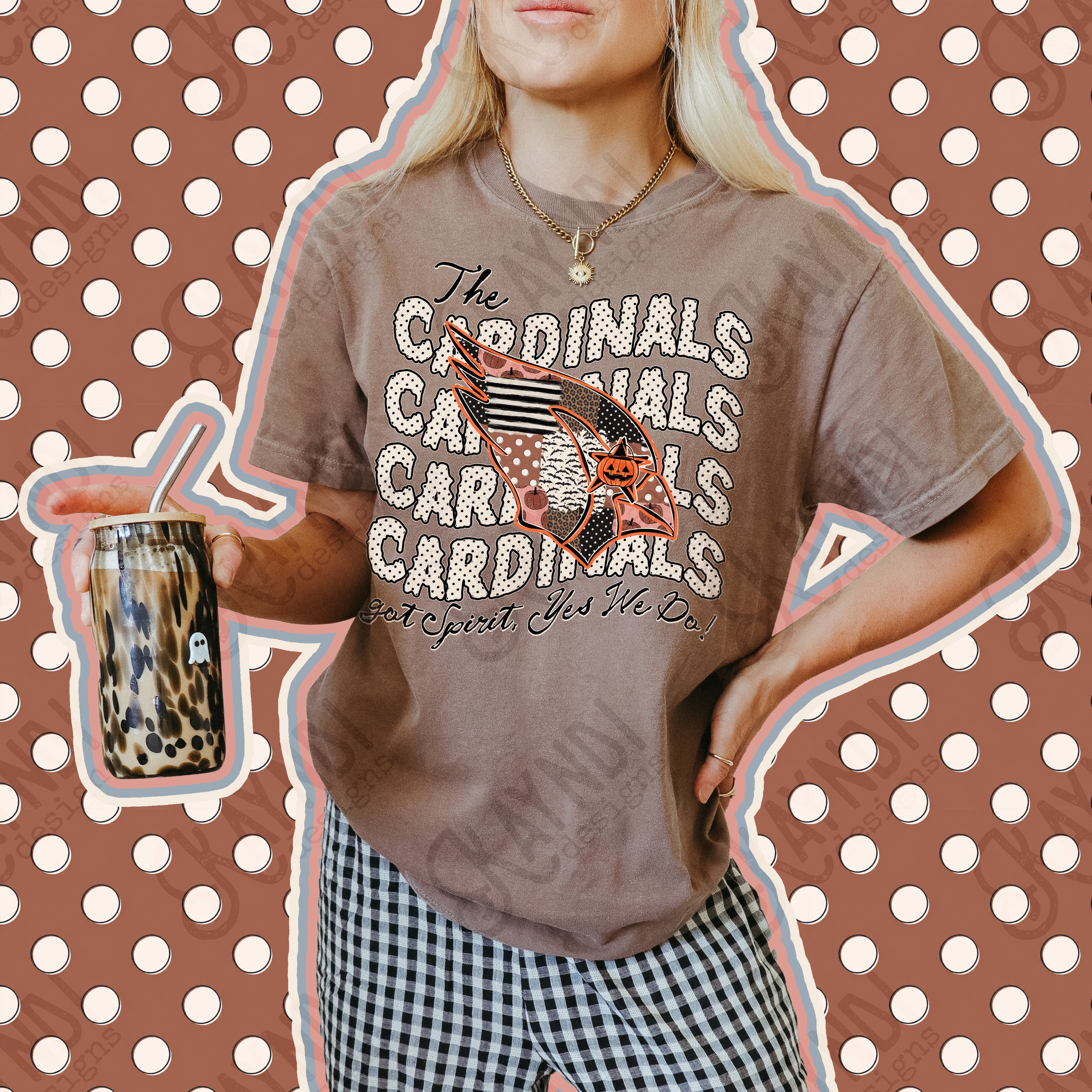 Patchwork Pumpkin Spirit Mascots Cardinals 2 design