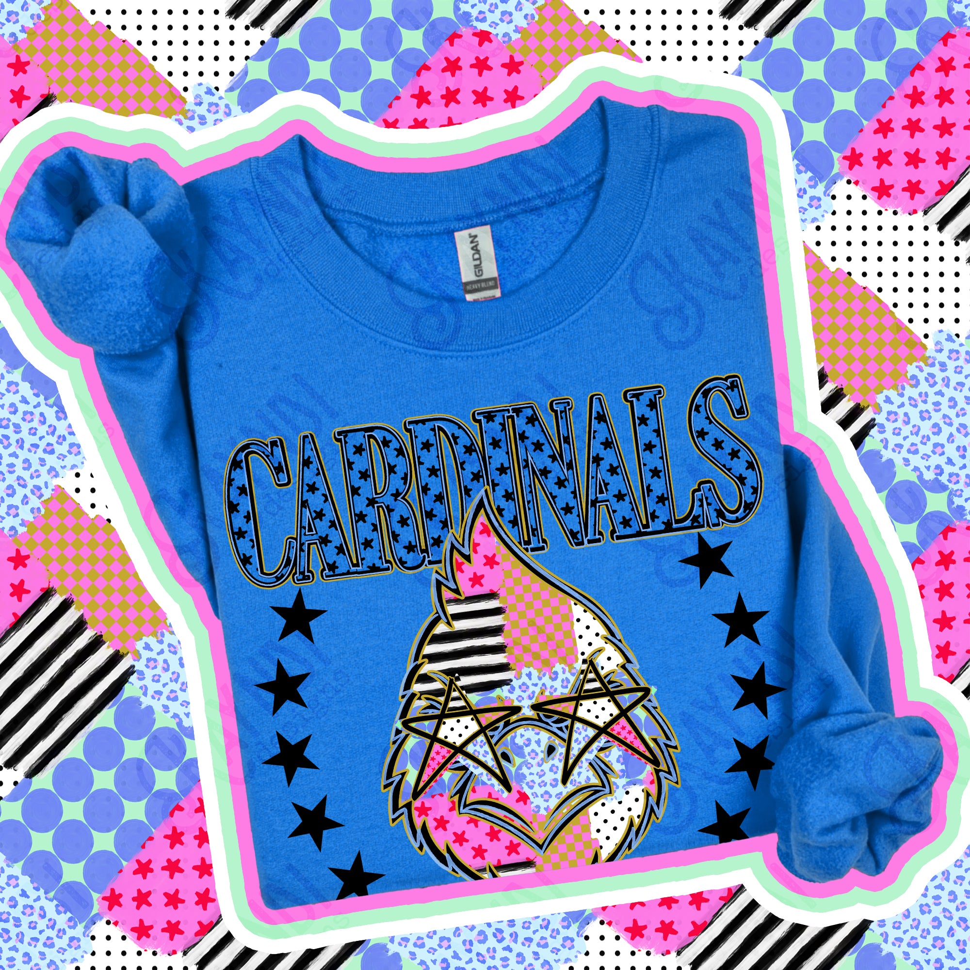 Patchwork Varsity Stars Mascots Cardinals design