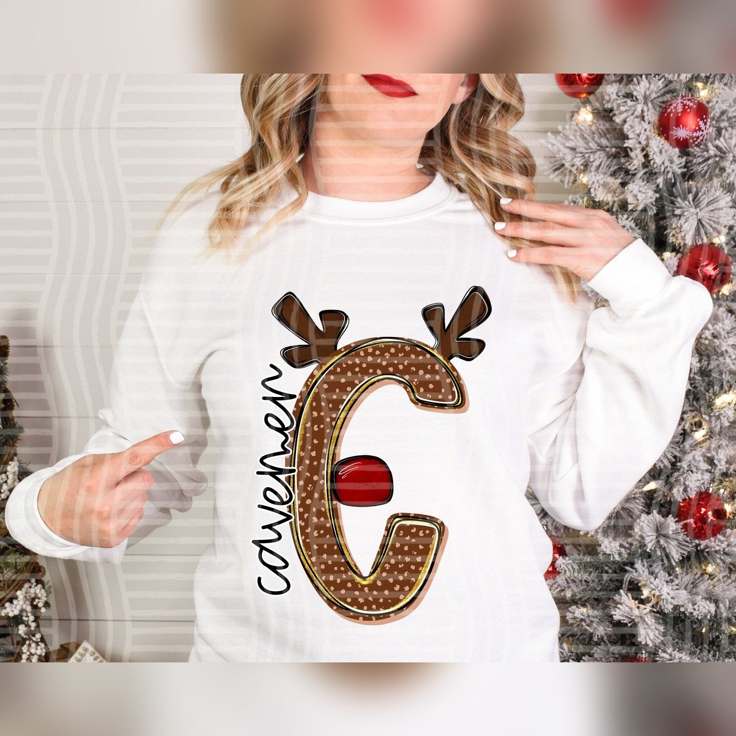Deer Antler Initial Mascots Cavemen design