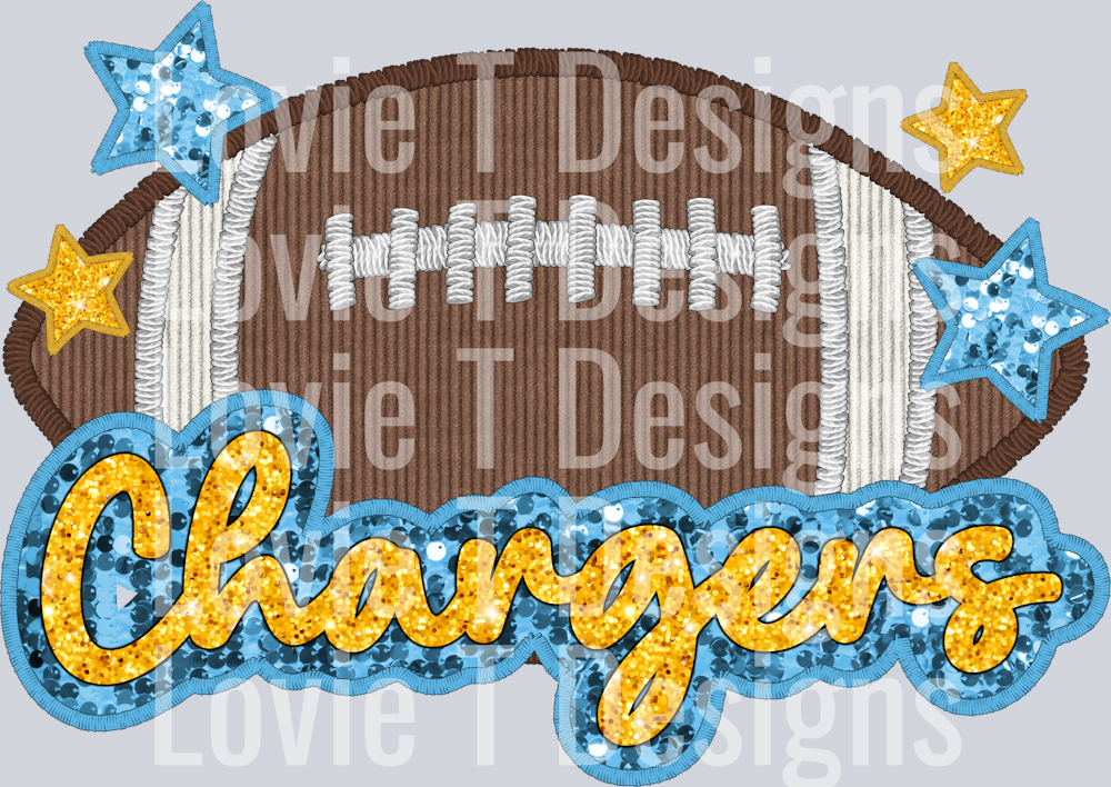 Chargers Football Faux Applique
