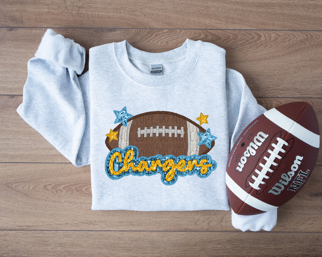 CHARGERS FOOTBALL FAUX APPLIQUE