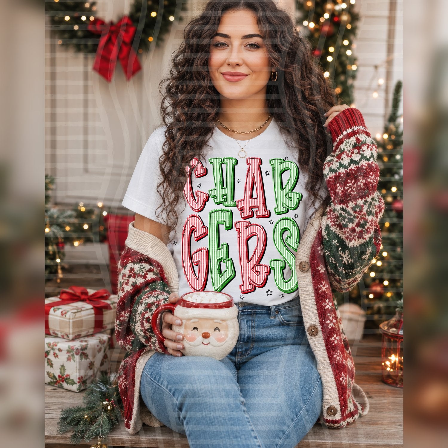 Christmas Seersucker Mascots Chargers design