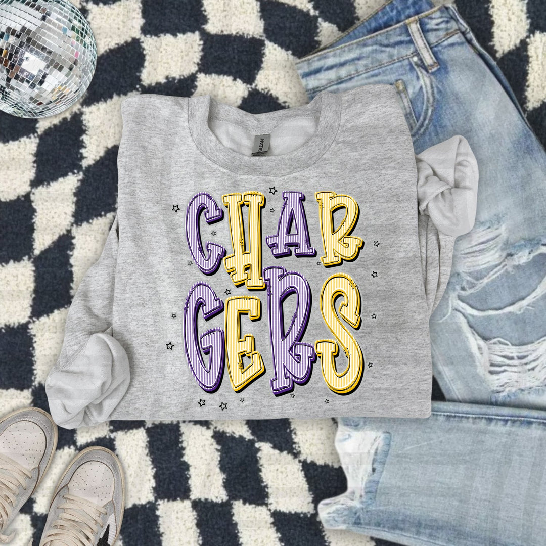 Chargers Purple & Yellow Gold Seersucker Chic Two Color DTF transfer mockup