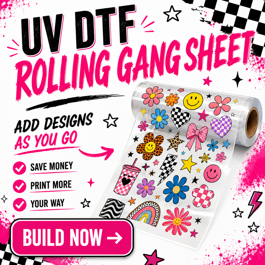 ROLLING UV DTF GANG SHEET - SHIPS SAME DAY IF ORDERED BY NOON CST!
