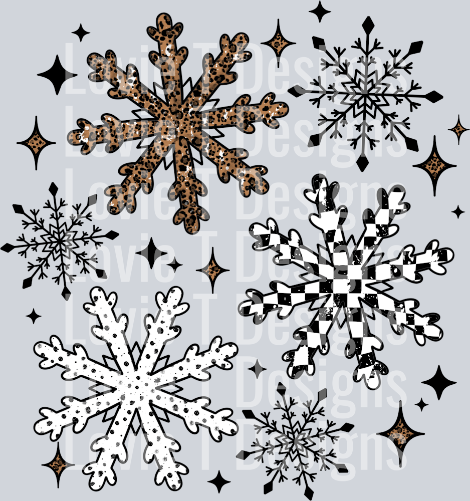 Checker leopard snowflakes black