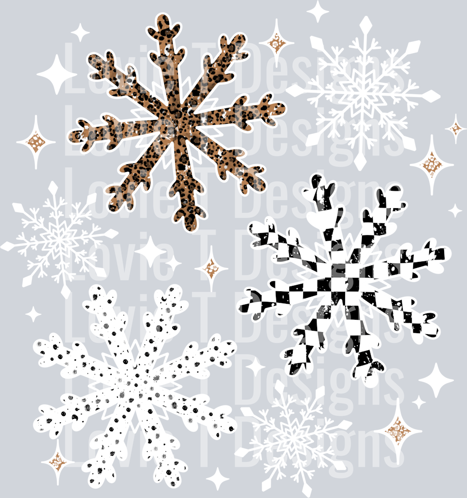 Checker leopard snowflakes white