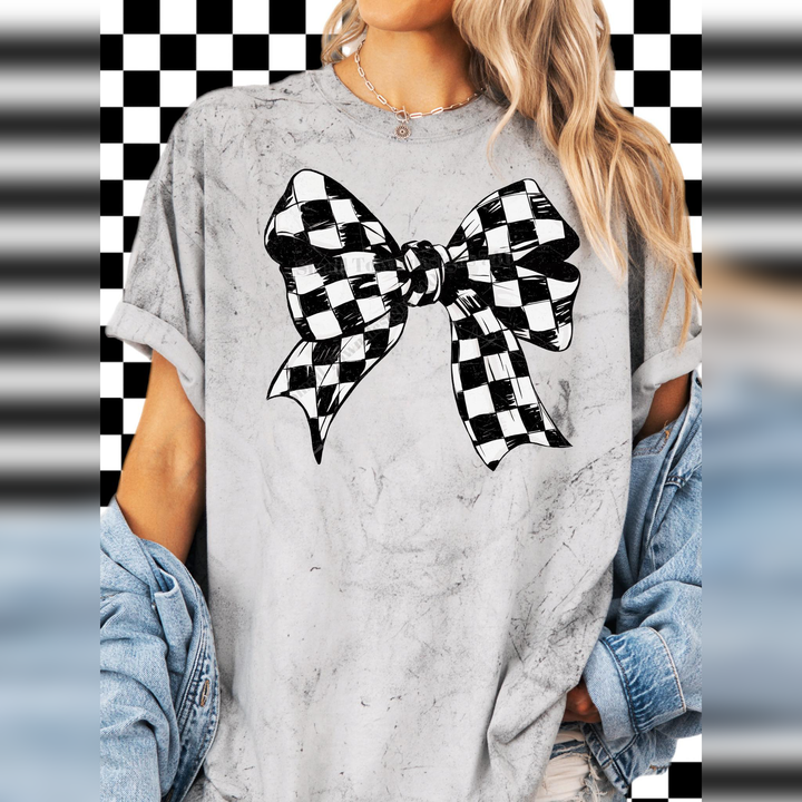 Checkered Bow – DTF Transfer