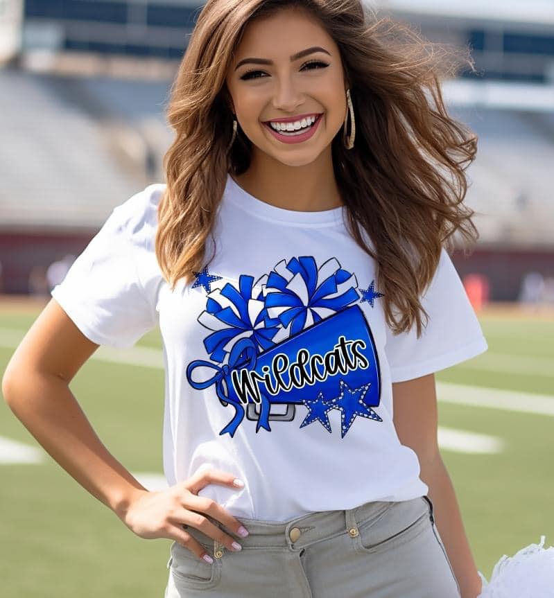 Cheer Megaphones With Stars Royal Blue mascot custom transfer design