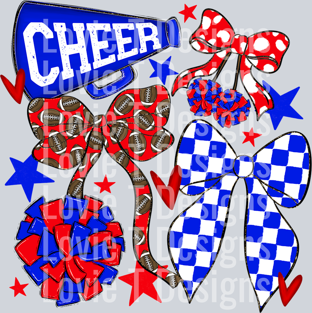 Cheer ootball Bows Red ROYAL