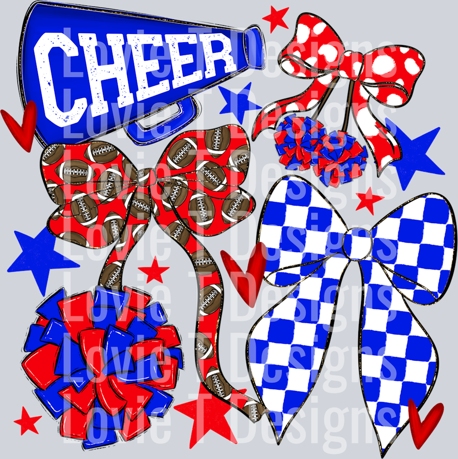 Cheer ootball Bows Red ROYAL