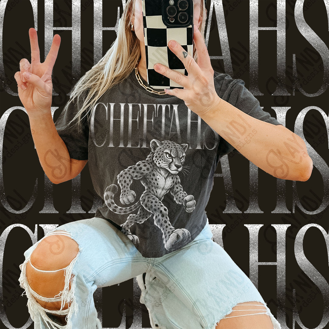 Halftone Mascots Cheetahs DTF transfer mockup