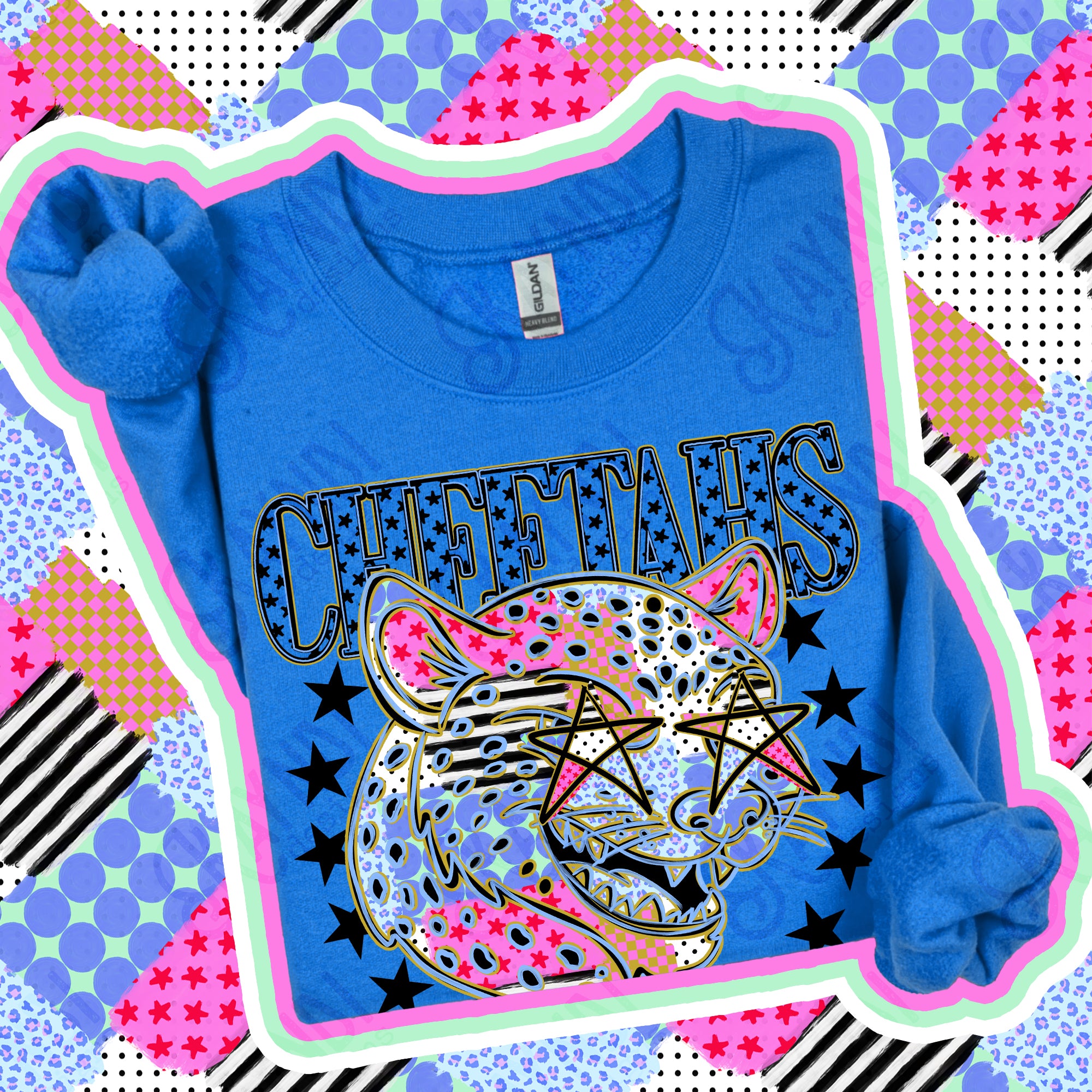 Patchwork Varsity Stars Mascots Cheetahs design
