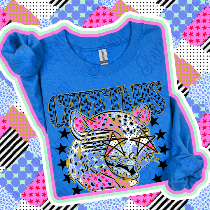 Cheetahs Patchwork Varsity Stars mascot DTF transfer