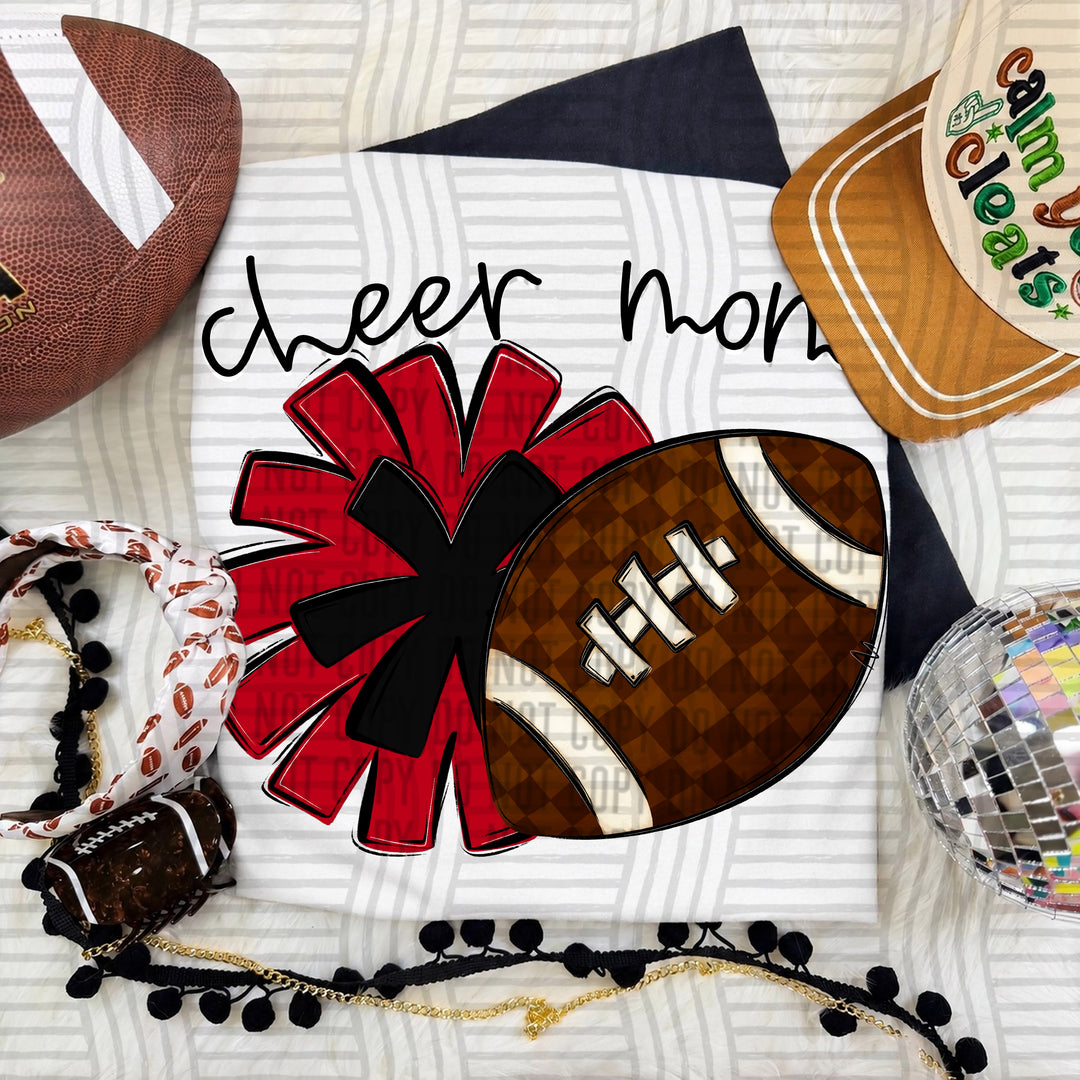 Cheer Mom DTF transfer in Cherry & Black